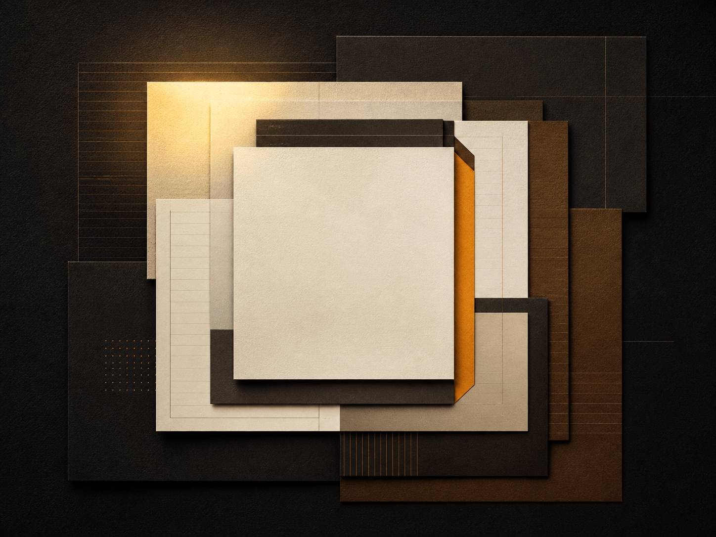 Abstract layered windows suggesting hidden information